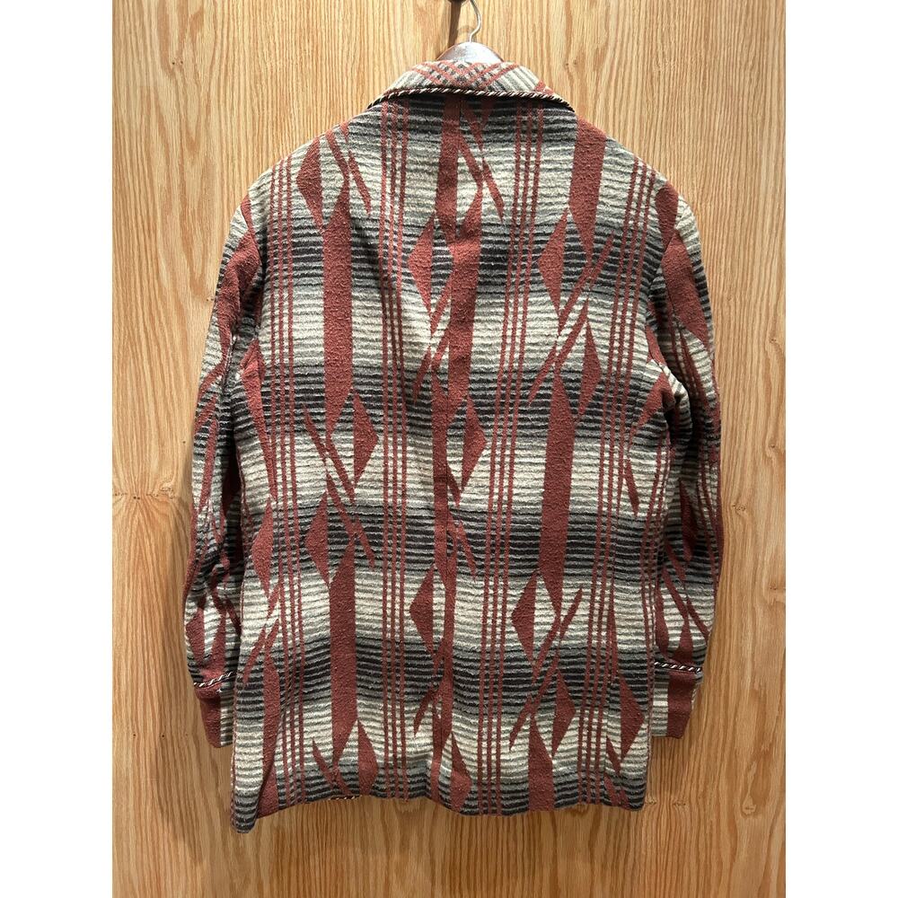 Vintage 1990s RRL by RALPH LAUREN L Brown Grey Navajo Cotton Sport Smoking Coat - Picture 3 of 3